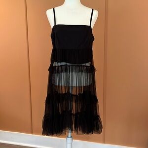 Anthropologie Black tool slip dress dress by Maeve size medium petite